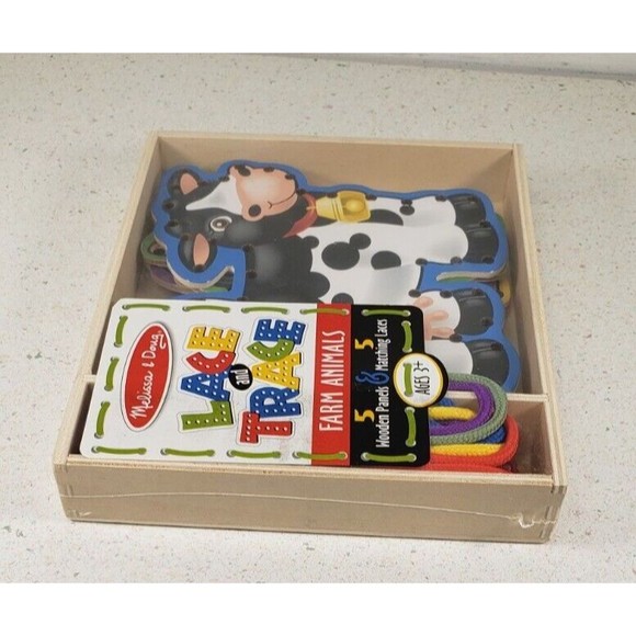 Melissa and Doug Lace and Trace Farm Animals Wooden Panel & Laces - Ages 3+ NEW - Picture 7 of 14